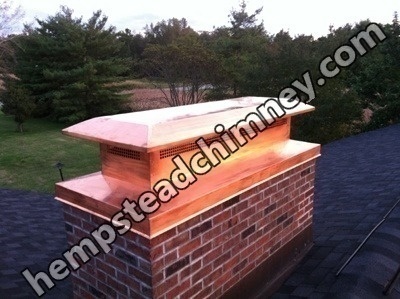 Before and after chimney cap replacement in Gibson, NY